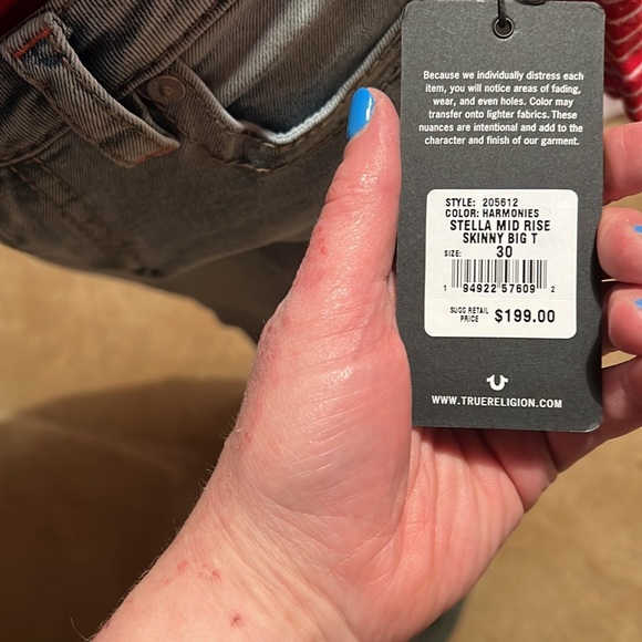 True Religion NWT Stella Mid Rise Skinny Big T Jeans - Picture 8 of 8